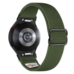 Nylon Stretch Band for Samsung Galaxy Watch 6 - Army Green - Black Adapter