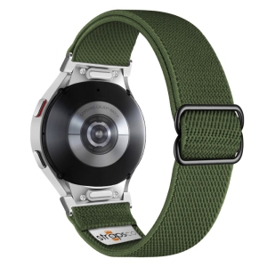 Nylon Stretch Band for Samsung Galaxy Watch 6 - Army Green - Silver Adapter