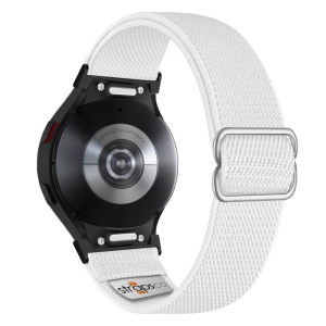 Nylon Stretch Band for Samsung Galaxy Watch 6 - White - Black Adapter