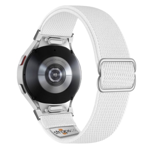 Nylon Stretch Band for Samsung Galaxy Watch 6 - White - Silver Adapter