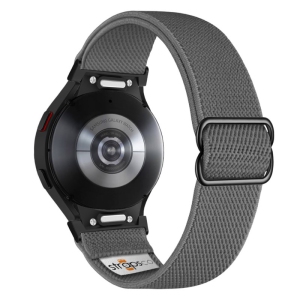 Nylon Stretch Band for Samsung Galaxy Watch 6 - Grey - Black Adapter