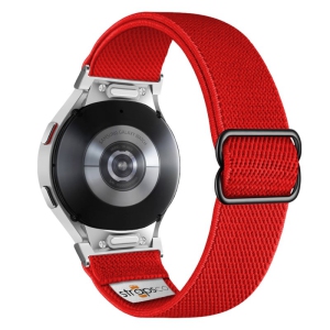 Nylon Stretch Band for Samsung Galaxy Watch 6 - Red - Silver Adapter