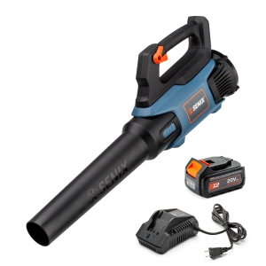 SENIX X2 20V Max* Handheld Cordless Leaf Blower, Up to 350 CFM and 80 MPH, Variable Speed, Cruise Control, Lightweight, Includes 4.0 Ah Battery and 2 Amp Charger (BLAX2-M)