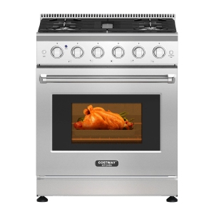 Costway 30" Natural Gas Range 120V with 5 Burners Cooktop & 4.55 Cu.Ft. Convection Oven