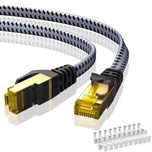 Cat 8 Ethernet Cable 25 FT, Nylon Braided High Speed Cat8 Network LAN Patch Cord, 40Gbps 2000Mhz Shielded RJ45