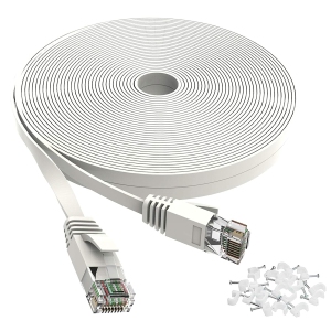 Cat 6 Ethernet Cable 25 ft, Outdoor&Indoor 10Gbps Support Cat8 Cat7 Network, Flat Internet RJ45 LAN Patch Cords, Solid