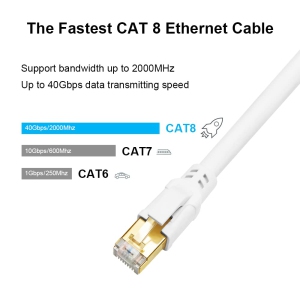 CAT8 Ethernet Cable 6FT, High Speed 40Gbps 2000MHz SFTP Internet Network LAN Wire Cables with Gold Plated RJ45