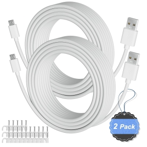 2-Pack 30FT USB to Micro USB Extension Power Cable, Long Charging and Data Sync Cord, 21AWG OFC, Oxygen-Free Copper,