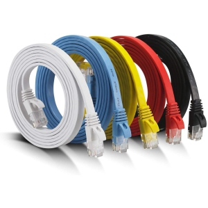 Cat 6 Ethernet Cable 10 Ft (5Pack), Outdoor&Indoor, 10Gbps Support Cat 7 Network, Heavy Duty Flat Internet LAN Patch