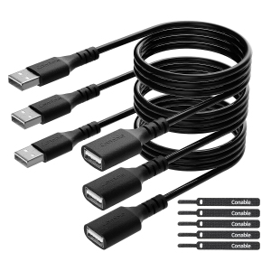 USB Extension Cable 10 Feet (3 Pack), USB Type A Male to Female USB 2.0 Extender Cord (from 2ft to 150ft