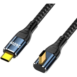 USB C to USB C 240W Cable 480Mbps 48V 5A 90 Degree Low Profile Angled Compatible with USB2.0 100W Charging
