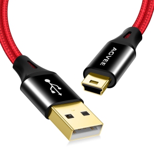 2 Pack 6ft Mini USB Cable, Braided Durable USB-A to Mini-B Charger Charging Cord for TI-84, Garmin GPS, Go-Pro