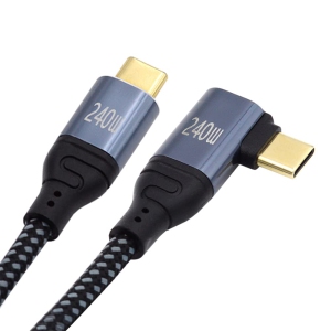 USB-C 240W Type-C Cable 480Mbps 48V 5A Left Right Angled 90 Degree Compatible with USB2.0 100W Charging for Laptop