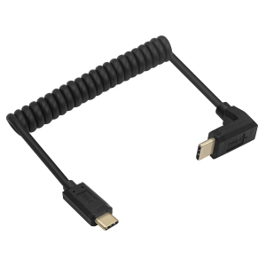 Coiled USB 3.1 Type C Cable, 90 Degree Angle USB-C Male to USB-C Male Coiled Spring Spiral Cable, 3A 10Gbps