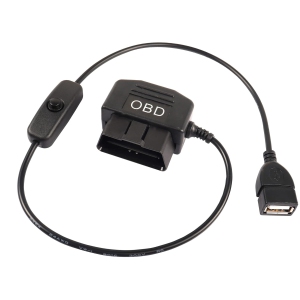 OBD to USB Power Cable Adapter 16Pin OBD2 Male to 5V 2A USB Female Connector 12V 24V 36V to 5V 2A with Switch