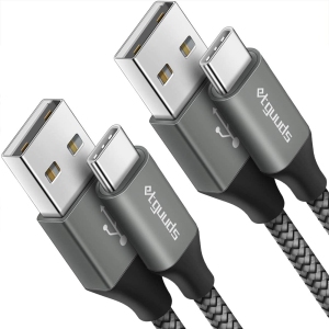 Gray USB C Cable 6ft, 2-Pack USB to USB C Cable 3A Fast Charging Type C Cable Braided Data Cord for Samsung