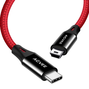 2 Pack 10ft USB-C to Mini USB Cable, Braided Durable Mini-B 5-Pin to Type-C Data Charging Charger OTG Cord