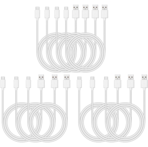 Bulk USB C Cable 10-Pack, Type C Charging Cord White 3ft