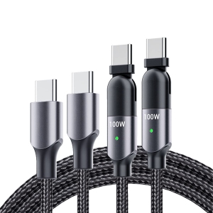 2-Pack 2m 180 ° Rotating Head USB-C to USB-C Charging Cable Compatible for Samsung/Moto/LG Phones, Compatible