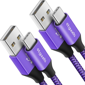 Purple USB C Cable 3ft, 2-Pack USB to USB C Cable 3A Fast Charging Type C Cable Braided Data Cord for Samsung