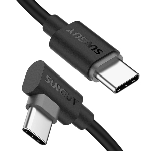 USB C to USB C Cable 1FT [2Pack], Right Angle 90 Degree Type C to C 60W PD Fast Charge Compatible for Samsung
