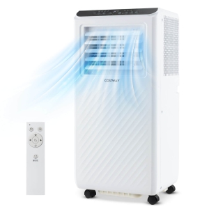 Costway 3-in-1 Portable Air Conditioner - 10000 BTU (350 sq ft Coverage) - 54dB, Window Kit, Remote - White