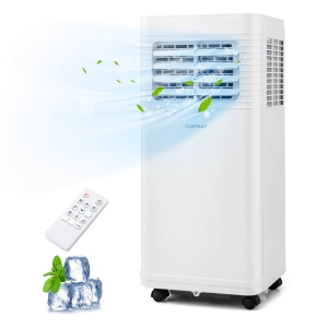 Costway 3-in-1 Portable Air Conditioner - 8000 BTU (250 sq ft Coverage) - 55dB, Window Kit, Remote - White