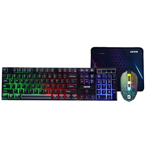 AQVIN RGB Gaming Keyboard and Mouse Combo with Pad for Gamers ~ Multimedia and Anti-Ghosting Capability Keys ~ Ergonomic Design - Upto 3200 DPI (Rainbow LED Light Effect)