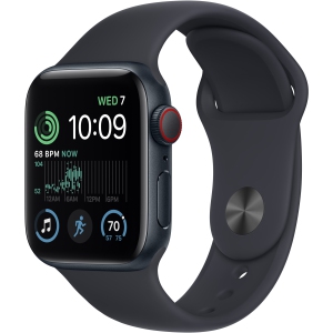 Apple Watch SE (GPS + Cellular) 40mm Midnight Aluminum Case with Midnight Sport Band (2022)
