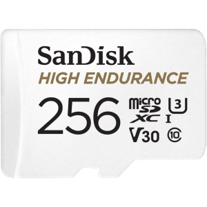 SanDisk 256GB High Endurance Video microSDXC Card with Adapter for Dash Cam and Home Monitoring Systems - C10, U3, V30, 4K UHD, Micro SD Card - SDSQQNR-256G-GN6IA