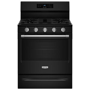Maytag 30" 5.0 Cu. Ft. Fan Convection 5-Burner Freestanding Gas Air Fry Range (MFGS6030RB) - Black