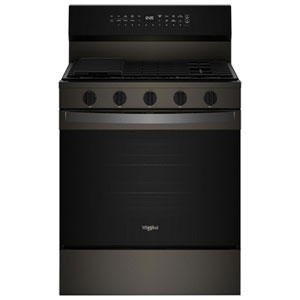 Whirlpool 30" 5.0 Cu. Ft. True Convection 5-Burner Freestanding Gas Range (WFGS7530RV) - Black-on-Stainless