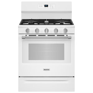 Maytag 30" 5.0 Cu. Ft. Fan Convection 5-Burner Freestanding Gas Air Fry Range (MFGS6030RW) - White