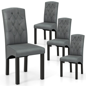 Costway Modern Dining Chair Set of 4 with High Backrest High-density Sponge Cushion