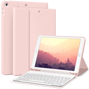 New iPad 9th/8th/7th Generation Case Keyboard 10.2", Magnetically Wireless Bluetooth Keyboard Case with Pencil Holder, Auto Wake/Sleep Cover for iPad 10.2 Inch, Pink
