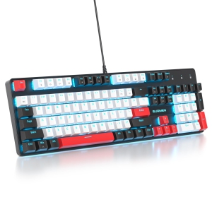 Owpkeenthy 104 Keys Full Size Mechanical Gaming Keyboard with Number Pad, Wired 100% Office Light Up Keyboard NKRO RGB Backlit Red Switch for PC Gamer (104 White)