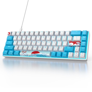 Wired 65% Mechanical Gaming Keyboard with Blue Switch 60% Ultra Compact RGB Gaming Keyboard Backlit Keys N-Key Rollover for PC PS5 Xbox(Blue/ 68 Blue Switch)