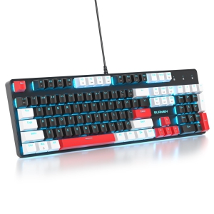104 Keys Full Size Mechanical Gaming Keyboard with Number Pad, Wired 100% Light UP Office Keyboard NKRO RGB Backlit Red Switch for PC Gamer(104 Black)
