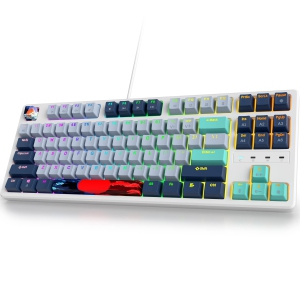 Owpkeenthy 75 Percent Mechanical Gaming Keyboard, Red Switch RGB Backlit Wired 87 Key TKL Gaming Keyboard N-Key Rollover for Win/Mac PC Gamer(87 Hammerhead Shark)