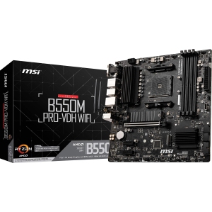 MSI B550M PRO-VDH WiFi ProSeries Motherboard (AMD AM4, DDR4, PCIe 4.0, SATA 6Gb/s, M.2, USB 3.2 Gen 1, AX Wi-Fi 6