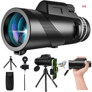 New 2024 Monocular Telescope 80x100 High Powered with Smartphone Adapter and Tripod for Adults - Bird Watching, Wildlife, Hiking, Camping, Travelling