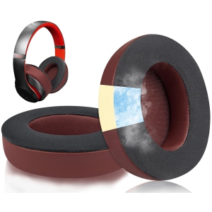 Cooling Gel Replacement Ear Pads Cushions for Beats Studio 2 & Studio 3 Wired & Wireless Headphones, Earpads with High-Density Noise Isolation Foam, Added Thickness - Burgundy