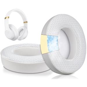 Cooling Gel Replacement Ear Pads Cushions for Beats Studio 2 & Studio 3 Wired & Wireless Headphones, Earpads with High-Density Noise Isolation Foam - White