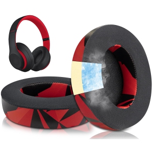 Cooling Gel Replacement Ear Pads Cushions for Beats Studio 2 & Studio 3 Wired & Wireless Headphones, Earpads with High-Density Noise Isolation Foam - Red Storm