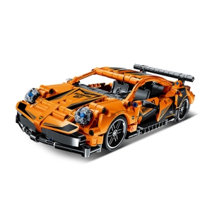 Tradeopia DIY Super Sportscar Premium Building Block Kit (490 Pieces) with Pull Back Action Feature - Educational STEM Toy for Ages 6+