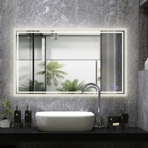 LED Bathroom Mirror 40 x 24 Inch - Upgraded Stepless Dimmable Wall Mirrors with Anti-Fog Vanity Mirror with 3 Color Modes, Shatter-Proof, Memory Makeup Mirror with LED Lights