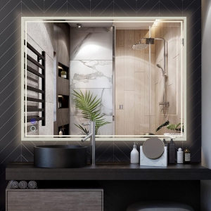 LED Bathroom Mirror 48 x 36 Inch - Upgraded Stepless Dimmable Wall Mirrors with Anti-Fog Vanity Mirror with 3 Color Modes, Shatter-Proof, Memory Makeup Mirror with LED Lights