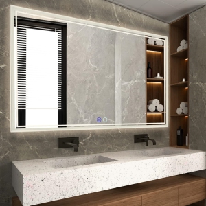 LED Bathroom Mirror 55 x 36 Inch - Upgraded Stepless Dimmable Wall Mirrors with Anti-Fog Vanity Mirror with 3 Color Modes, Shatter-Proof, Memory Makeup Mirror with LED Lights