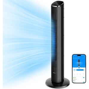 GoveeLife 36'' Smart Tower Fan for Bedroom, Oscillating Floor Fans with Temperature Auto Mode, App & Voice Remote, 5 Modes 8 Speeds up to 25ft/s, 24H Timer, 29dB Quiet Fan for Cool