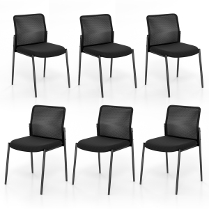 Costway Office Guest Chair Set of 6 with Breathable Mesh Back Padded Seat for Waiting Room